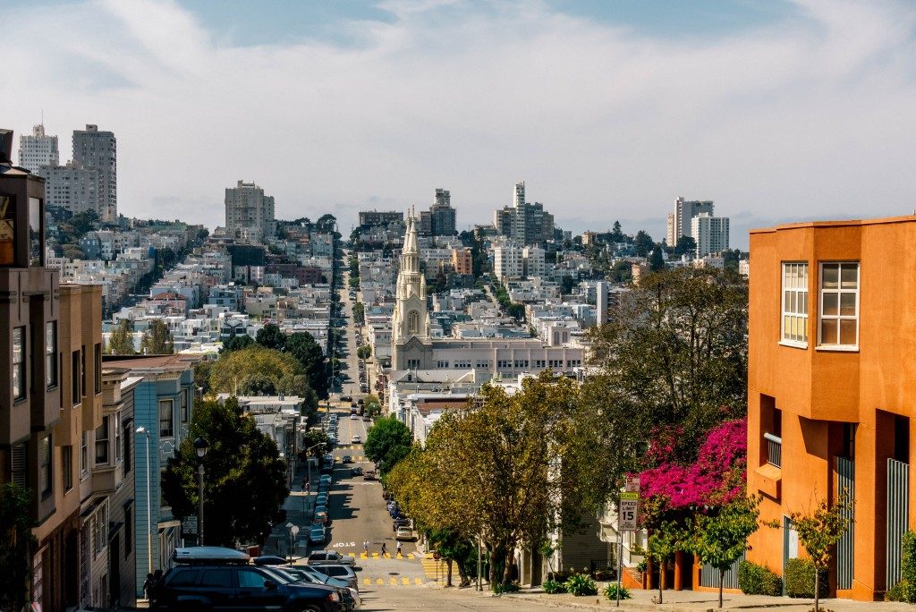city in spring time